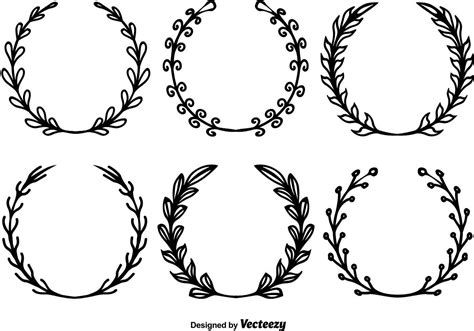 Hand Drawn Wreath Vectors | Wreath drawing, How to draw hands, Hand drawn flowers