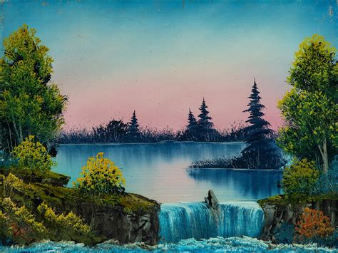 Misty Waterfall by Bob Ross - Wall Art Canvas Print