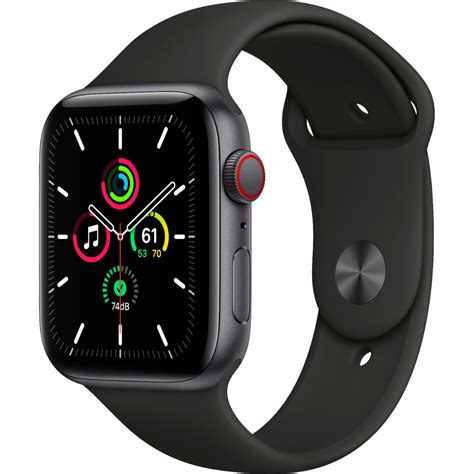 Refurbished Apple Watch (Series SE) September 2020 44 mm - Aluminum Black - Sport Band Black ...