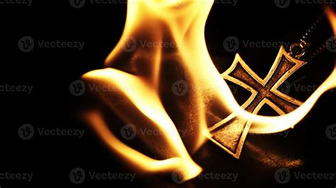 Christian Symbol Cross on Fire 14261368 Stock Photo at Vecteezy