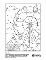 Ferris Wheel Coloring Pages Clip Drawing Park Amusement Wheels Clipart  sketch template