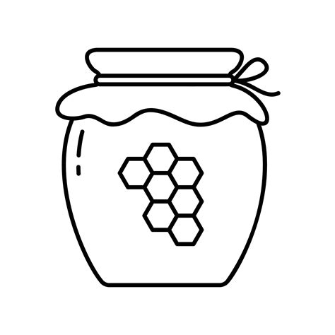 Honey jar icon with honeycomb in black outline style 12778900 Vector ...