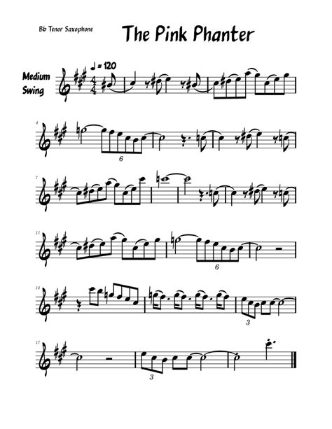 The Pink Panther Theme – Henry Mancini for Tenor Sax Sheet music for ...