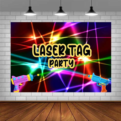 Buy Lofaris Laser Tag Party Backdrop Neon Laser Tag Happy Birthday Background Boy's or Girl's ...