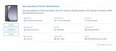 Samsung Galaxy Tab A9+ Tablet Specifications | DeviceBeast.com