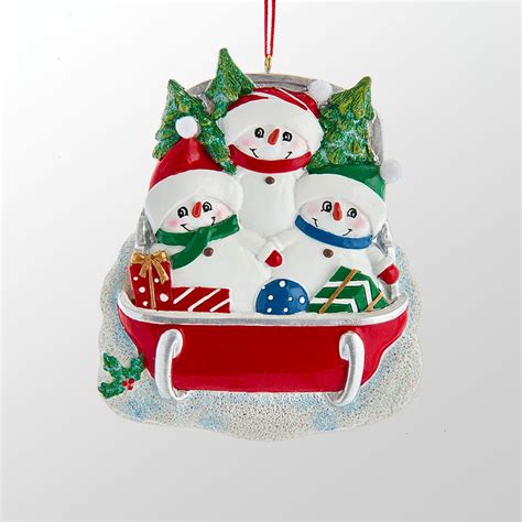 Three Family in Sled Snowman Ornament Red | Touch of Class