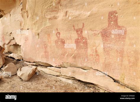 Native American Indian rock art at Sego Canyon Petroglyphs, Utah, USA, North America Stock Photo ...