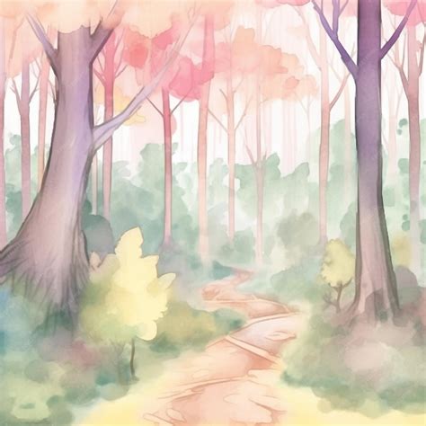 Premium Photo | Watercolor painting of a path in a forest