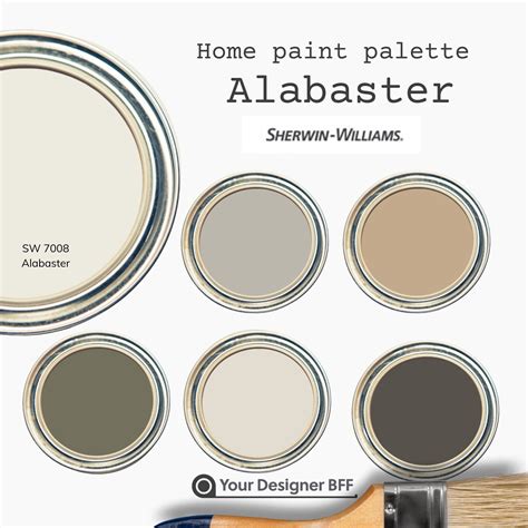 SW 7008 Alabaster Complementary Color Palette for Sherwin Williams, Interior Design Paint ...