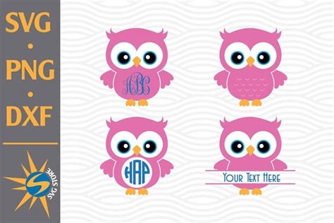 Owl Monogram SVG, PNG, DXF Digital Files Include (822691)