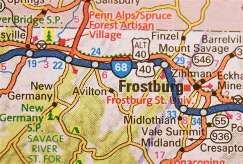 Map Image of Frostburg, Maryland Stock Photo - Image of landmarks ...