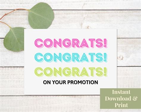 Printable Congratulations Promotion Card Job Promotion Card - Etsy | Congratulations promotion ...