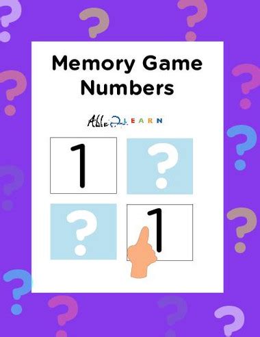 Memory Games: Numbers 1-54: 12 Pages: Free Teaching Resources