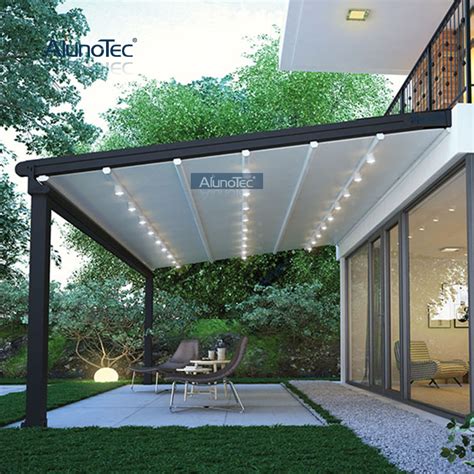 Outdoor Metal Retractable Awning Shade Aluminum Bioclimatic Retractable Roof Pergola Roof ...