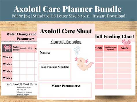 Axolotl Care Chart Printable Axolotl Care Planner Pet - Etsy Planner Bundle, Planner Calendar ...