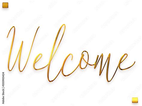 Welcome Text Gold Cursive Calligraphy Text Stock Illustration | Adobe Stock