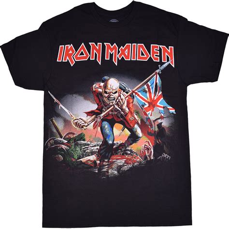 Iron Maiden Trooper Black T-Shirt Tee Liquid Blue