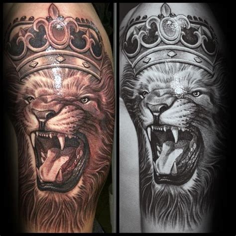 50 Lion With Crown Tattoo Designs For Men - Royal Ink Ideas