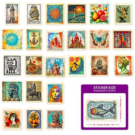 50Pcs Vintage Stamp Stickers - Wholesale Stickers