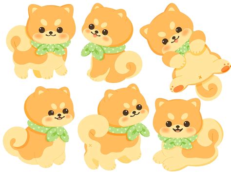 Cute Kawaii Printable Shiba Inu Dog Clipart Commercial Use/ PNG | lupon ...