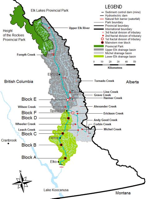 3 Map of the Upper Elk River drainage basin in the southeast corner of ...