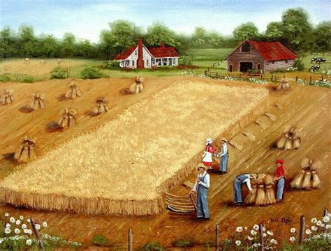 Wheat harvest | Wheat fields, Farm paintings, Farm art