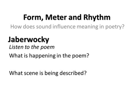 Rhythm; Meter; Form in Poetry | Teaching Resources