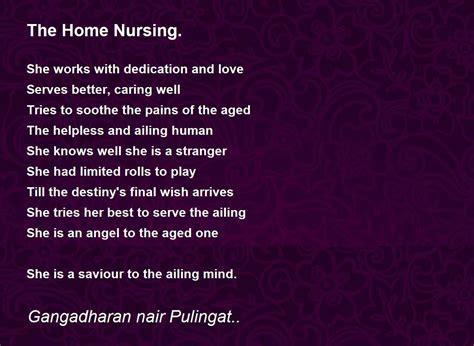 The Home Nursing. by Gangadharan nair Pulingat.. - The Home Nursing. Poem