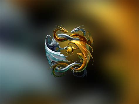 cartoon picture: Ying-Yang Dragon Wallpaper