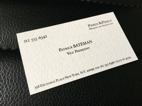 American Psycho Patrick BATEMAN Business Card / Carte de Visite | Christian Bale | eBay