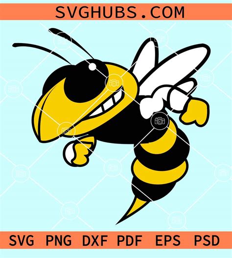 Yellow Jacket hornet svg, Yellow Jacket svg, Hornet Bee SVG, Yellow bee SVG, Hornet Mascot SVG