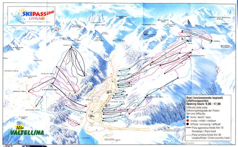 Livigno ski map, Italy, Europe