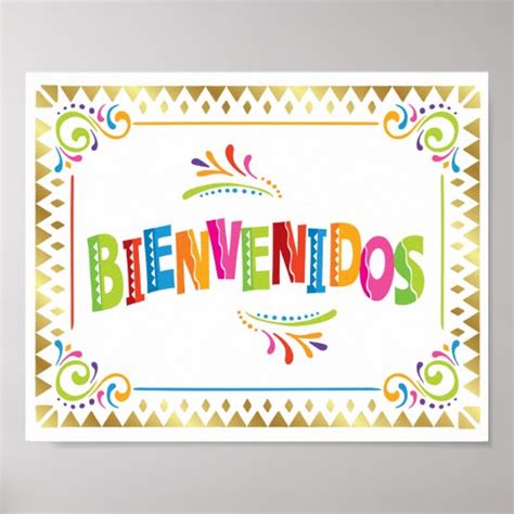 BIENVENIDOS Fiesta Party Sign Print | Zazzle.com