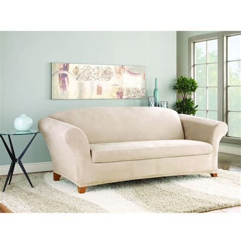 Sure Fit Stretch Suede Sofa 2 Piece Bench Seat Slipcover - Walmart.com