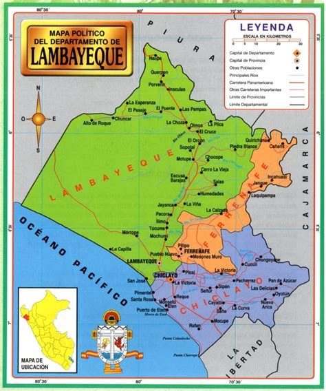 Mapa de Lambayeque | Provincia, Municipios, Turístico y Carreteras de Lambayeque Perú