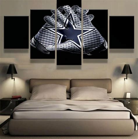 5 Panel Dallas Cowboys Canvas Wall Art Helmet Football For Living Room – 4 Fan Shop