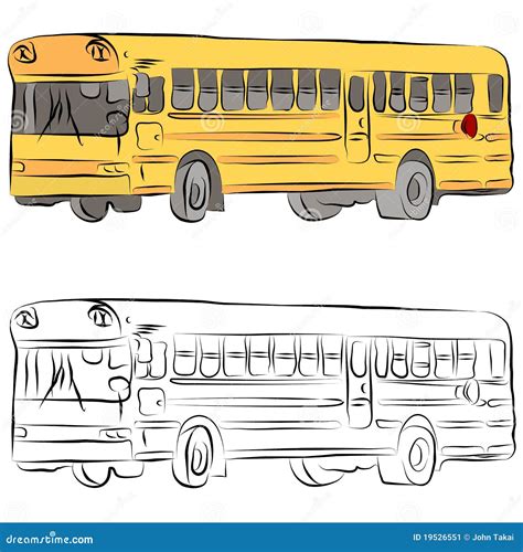 School Bus Line Drawing stock vector. Illustration of illustration - 19526551