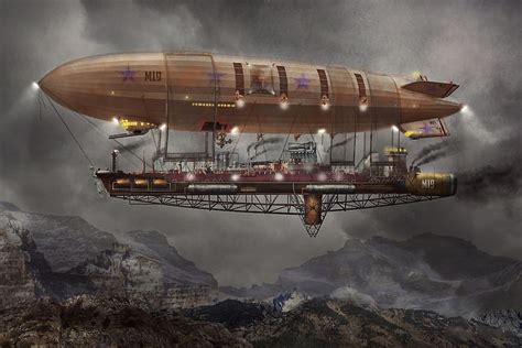 Aircraft, art, airships, buildings, tower, steampunk, HD wallpaper | Peakpx