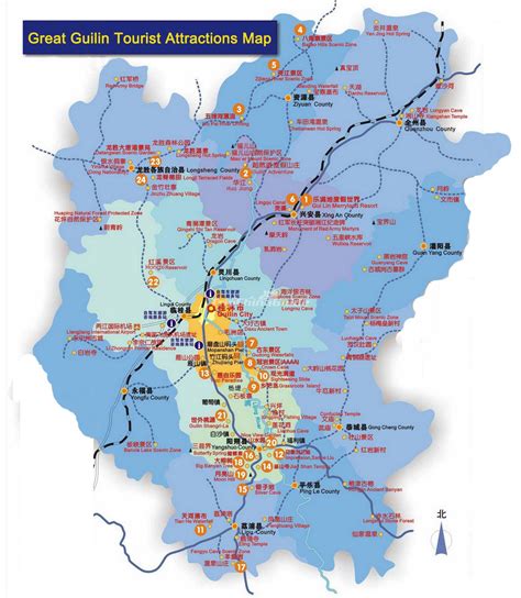 Guilin Tourist Attractions Map - Maps of Guilin