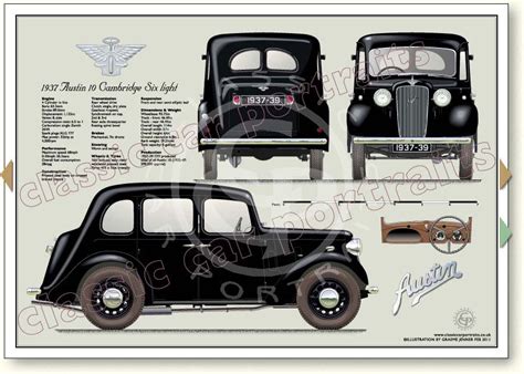 Austin 10 Cambridge 1937-39 six light vintage car portrait print