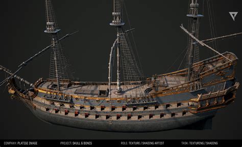 Tomasz Kawecki - Skull & Bones - Pirate Heavy ship, texturing and shading.