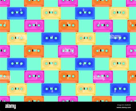 Cassette tapes seamless pattern. Music cassettes for music tape recorders of the 70s - 90s ...