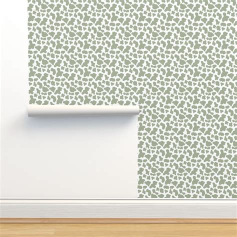 SMALL cow print fabric - sage green | Spoonflower