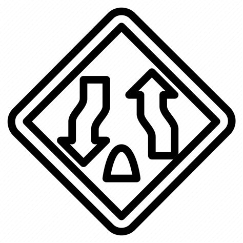 Divided, highway, ends, warning, road, sign, traffic icon - Download on ...