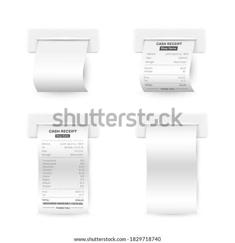 Till Receipts White Empty Printed Templates Stock Vector (Royalty Free ...