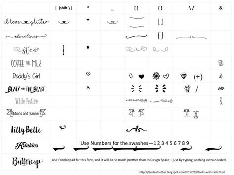 Fonts With Tails (Glyphs) Cheat Sheet | Cricut fonts, Lettering fonts, Glyphs