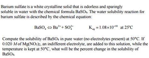 (Solved) - Barium Sulfate Is A White Crystalline Solid That Is Odorless And... (1 Answer ...