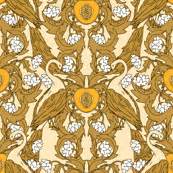 Peacock Vineyard Nouveau Gold wallpaper - pond_ripple - Spoonflower
