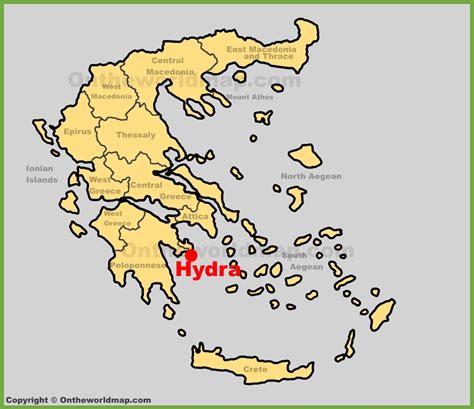 Hydra location on the Greece map