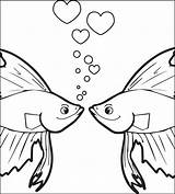 Printable Kissing Fish Valentines Day Coloring Page For Kids – SupplyMe sketch template